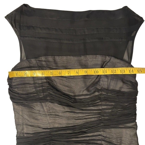 RUCH Cocktail Dress Black Ruched Bodycon Small 100% Silk Sleeveless Line… - Picture 6 of 9
